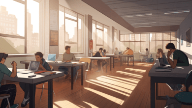 Студенты за работой в современном общежитии