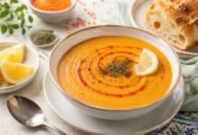 Mercimek Çorbası: Ingredients, Taste, Texture and Serving Styles 46 Traditional mercimek çorbası with red lentils, lemon, pepper oil, herbs and fresh bread