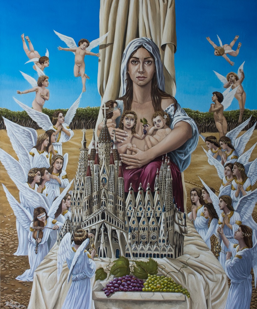 "Angels are Watching with Bated Breath for the Reunion of the Sagrada Familia" 120x100cm (oil on canvas) Татьяна Денисова